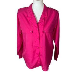 Vintage 80s Diane Von Furstenberg Fuchsia Button Down Size 6 (Vintage Sizing)